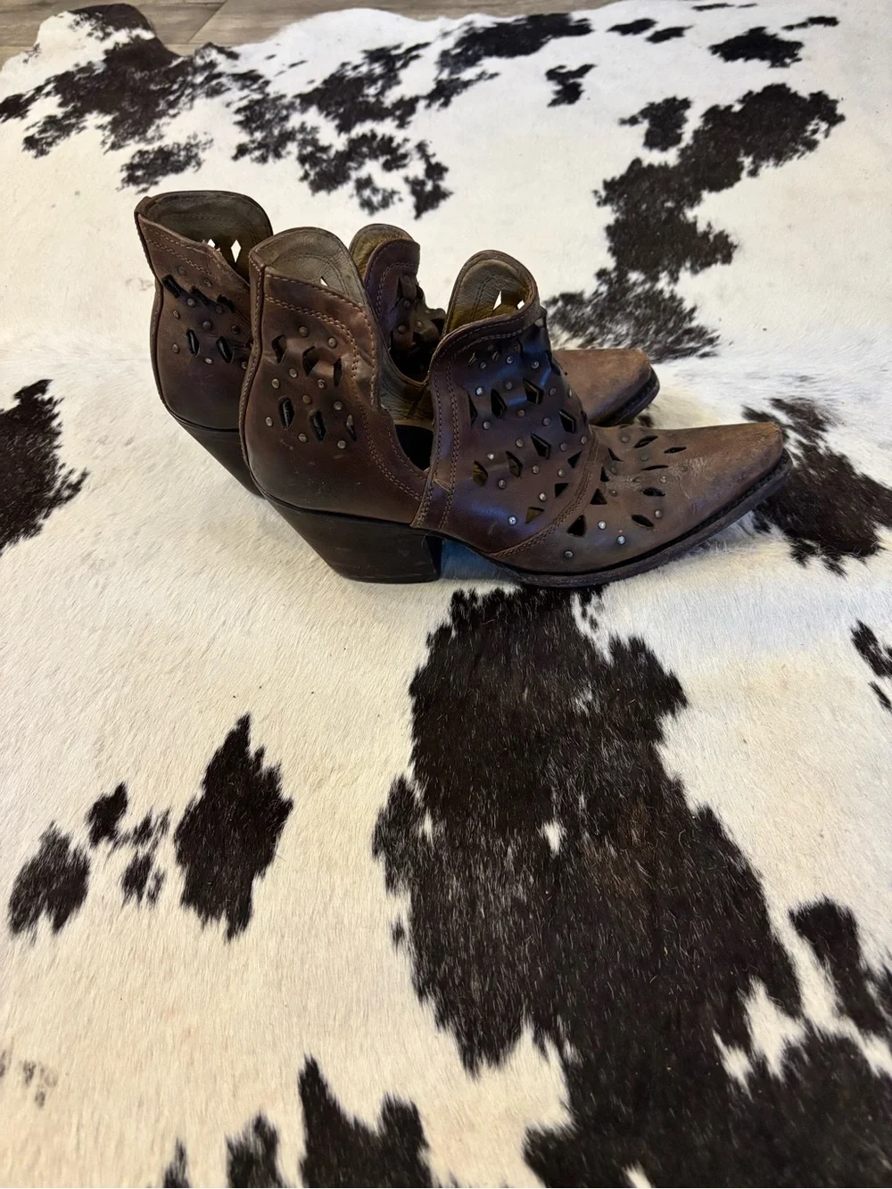 Ariat Brown Leather Cutout Western Booties
